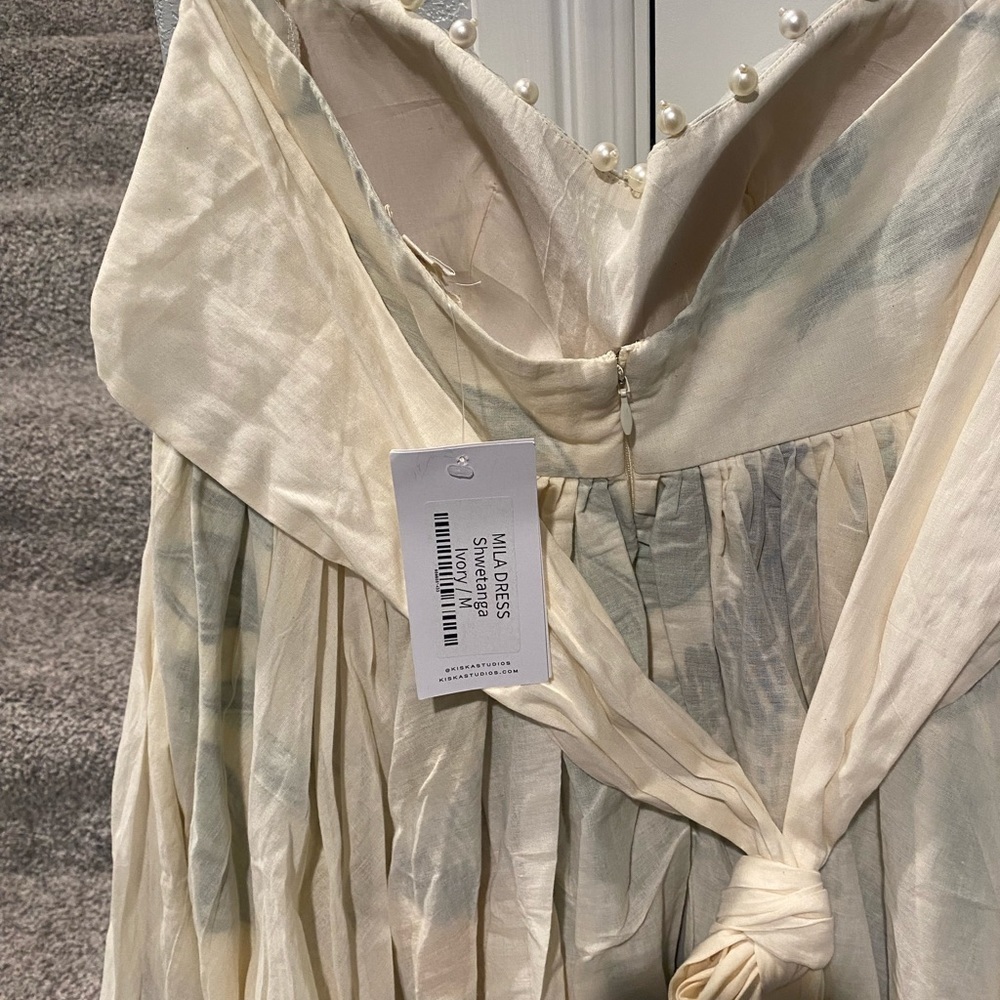 SHWETANGA IVORY COTTON STRAPLESS DRESS MILA - Picture 6 of 14